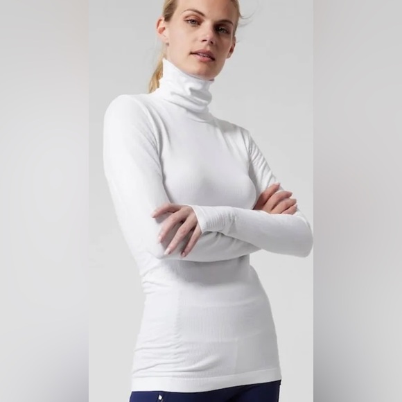 Athleta Flurry Blizzard Rib Turtleneck White S - Picture 1 of 6